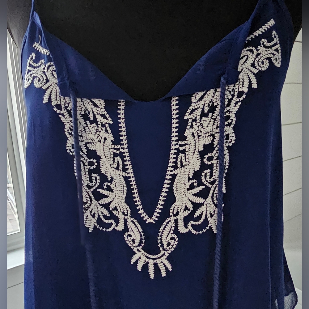 Blue Embroidered Women's Top - Picture 3 of 6